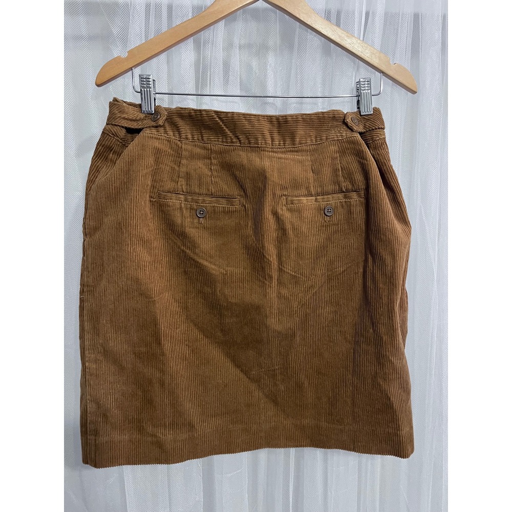 Talbots Brown Corduroy Mini Skirt Womens 4 Caramel Tan Cotton Straight Fall - Picture 2 of 4